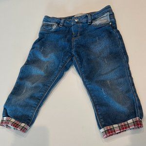 Baby Jeans with plaid cuffs